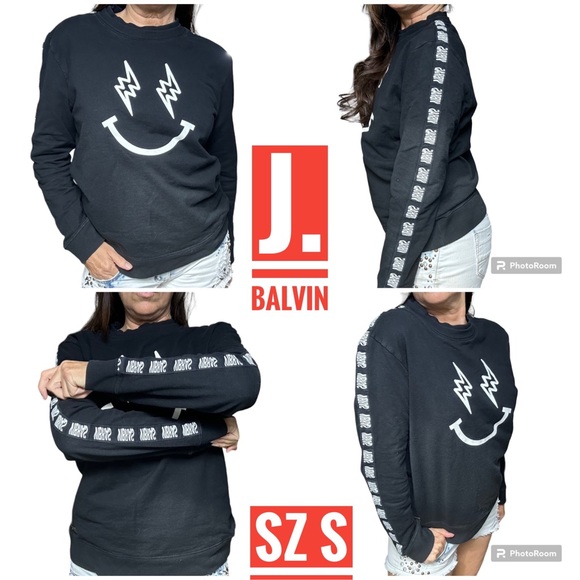 J Balvin Vibras by JBalvin x GEF’ black long sleeve sweatshirt sz S unisex - Picture 1 of 17